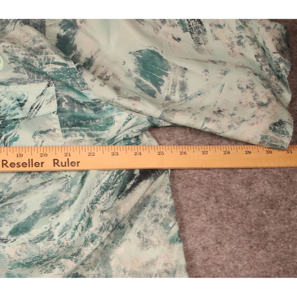 Realtree Fishing Aspect Mens XLT Big & Tall Short Sleeve Button Down Shirt Teal - Picture 5 of 7